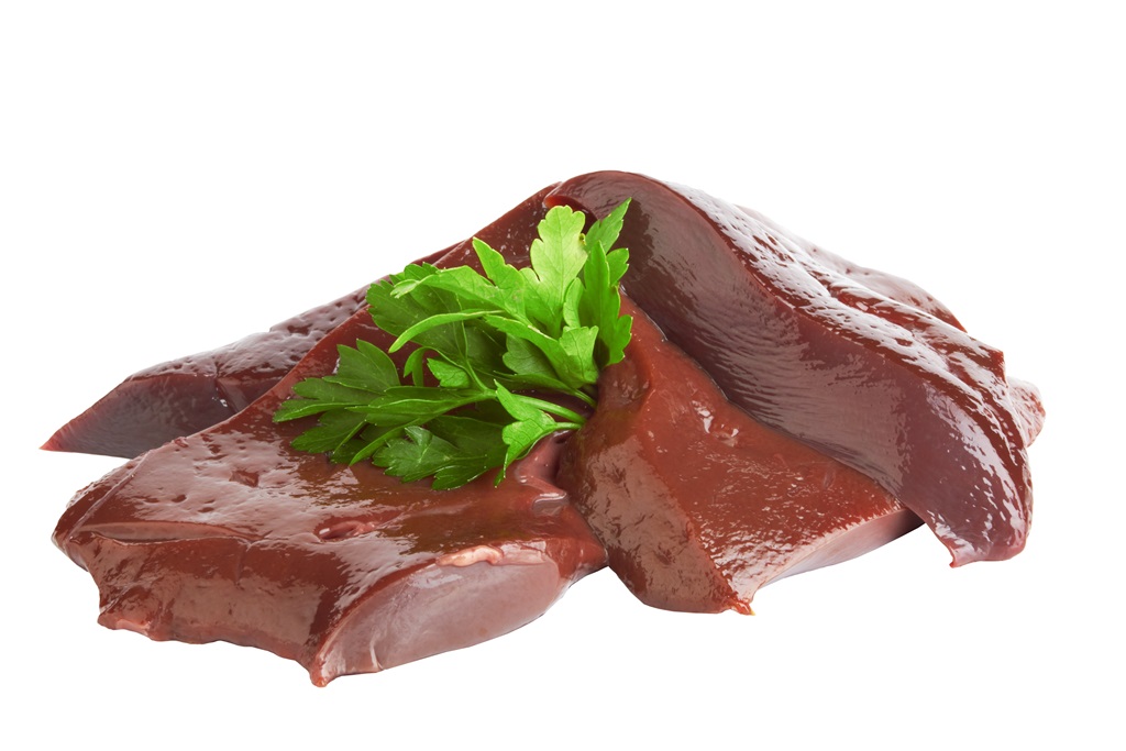 13108772 - fresh and raw liver on white background دل و جگر شترمرغ ( یک و نیم کیلویی ) - تصویر 1